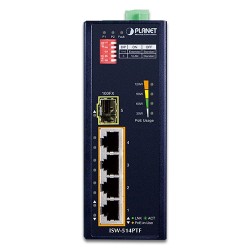 PLANET ISW-514PTF Industrial 4-port 10/100TX 802.3at PoE+ plus 1-Port 100FX Ethernet Switch