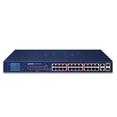 PLANET FGSW-2622VHP 24-Port 10/100TX 802.3at PoE + 2-Port Gigabit TP + 2-Port SFP Ethernet Switch with LCD PoE Monitor