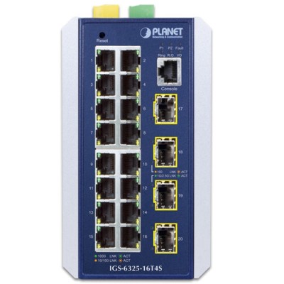 PLANET IGS-6325-16T4S Industrial L3 16-Port 10/100/1000T + 4-Port 1G/2.5G SFP Managed Ethernet Switch