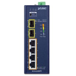 PLANET IGS-624HPT Industrial 4-Port 10/100/1000T 802.3at PoE + 2-Port 100/1000/2500X SFP Ethernet Switch