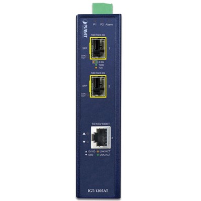 PLANET IGT-1205AT Industrial 1-port 10/100/1000T to 2-port 100/1000/2500X SFP Media Converter