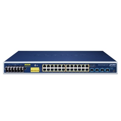 PLANET IGS-R4215-24P4X Industrial L2+ 24-Port 10/100/1000T 802.3at PoE + 4-Port 10G SFP+ Managed Ethernet Switch