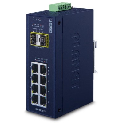 PLANET IGS-1020TF Industrial 8-Port 100/1000T + 2 1000X SFP Ethernet Switch (-40~75 degrees C)