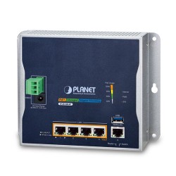 PLANET WGR-500-4P IP30 Industrial Wall-mount Gigabit Router with 4-Port 802.3at PoE+(120W PoE Budget