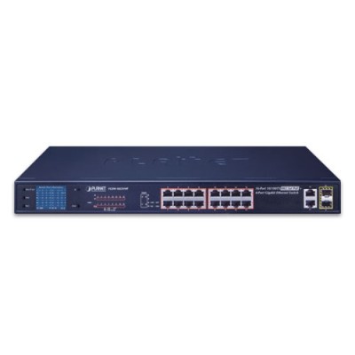 PLANET FGSW-1822VHP 16-Port 10/100TX 802.3at PoE + 2-Port Gigabit TP + 2-Port SFP Ethernet Switch with LCD PoE Monitor