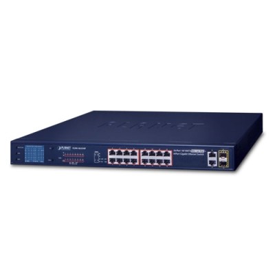 PLANET FGSW-1822VHP 16-Port 10/100TX 802.3at PoE + 2-Port Gigabit TP + 2-Port SFP Ethernet Switch with LCD PoE Monitor