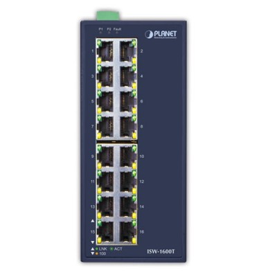 PLANET ISW-1600T Industrial 16-Port 10/100TX Fast Ethernet Switch