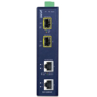 PLANET IGT-2205AT Industrial 2-port 10/100/1000T to 2-port 100/1000/2500X SFP Media Converter