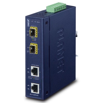 PLANET IGT-2205AT Industrial 2-port 10/100/1000T to 2-port 100/1000/2500X SFP Media Converter