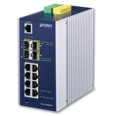 PLANET IGS-12040MT Industrial 8-Port 10/100/1000T + 2-Port 100/1G SFP + 2-Port 1G/2.5G SFP Managed Ethernet Switch