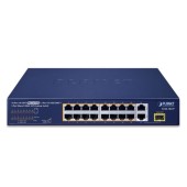 PLANET FGSD-1821P 16-Port 10/100TX 802.3at PoE + 2-Port 10/100/1000T + 1-Port Shared 1000X SFP Desktop Switch (185 Watts)