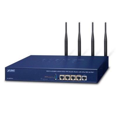 PLANET VR-300PW6A Wi-Fi 6 AX2400 2.4GHz/5GHz VPN Security Router with 4-Port 802.3at PoE+