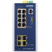 PLANET IGS-5225-8P4S-12V Industrial L2+ 8-Port 10/100/1000T 802.3at PoE + 2-Port 100/1G SFP + 2-Port 100/1G/2.5G SFP Managed Ethernet Switch w/ 12V Booster