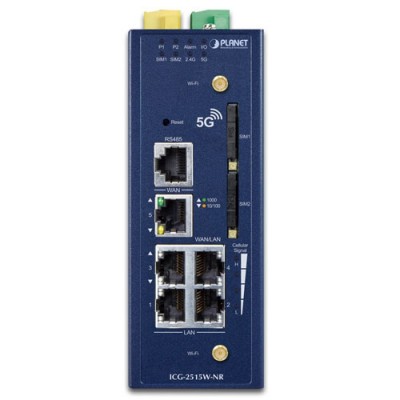 PLANET ICG-2515W-NR Industrial 5G NR Cellular Wireless Gateway with 5-Port 10/100/1000T