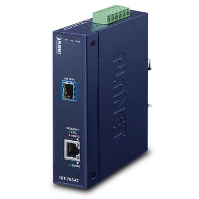 PLANET IXT-705AT Industrial 10G/5G/2.5G/1G/100M Copper to 10GBASE-X SFP+ Media Converter