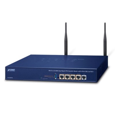 PLANET VR-300PW6 Wi-Fi 6 AX1800 Dual Band VPN Security Router with 4-Port 802.3at PoE+