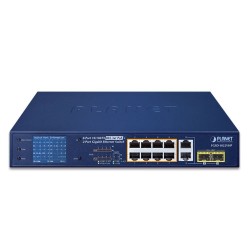 PLANET FGSD-1022VHP 8-Port 10/100TX 802.3at PoE + 2-Port Gigabit TP/SFP Combo Desktop Switch with PoE LCD Monitor