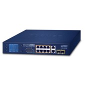 PLANET FGSD-1022VHP 8-Port 10/100TX 802.3at PoE + 2-Port Gigabit TP/SFP Combo Desktop Switch with PoE LCD Monitor