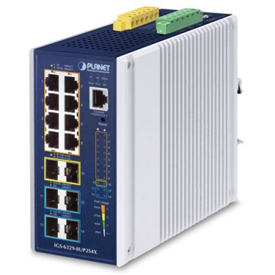 PLANET IGS-6329-8UP2S4X Industrial L3 8-Port 10/100/1000T 802.3bt PoE + 2-Port 1G/2.5G SFP + 4-Port 10G SFP+ Managed Ethernet Switch