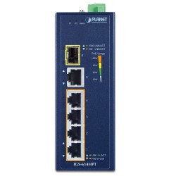 PLANET IGS-614HPT Industrial 4-Port 10/100/1000T 802.3at PoE + 1-Port 10/100/1000T + 1-Port 100/1000X SFP Gigabit Ethernet Switch