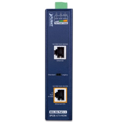 PLANET IPOE-171-95W Industrial Single-Port Multi-Gigabit 802.3bt PoE++ Injector (95 Watts, -40~75 degrees C, 12~54V DC)