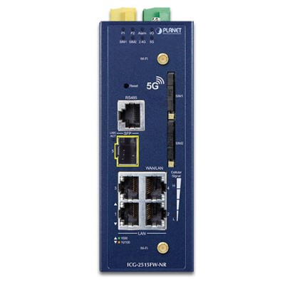 PLANET ICG-2515FW-NR Industrial 5G NR Cellular Wireless Gateway with 1-Port 1000X SFP