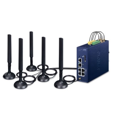 PLANET LCG-300-NR-EU Industrial LoRaWAN + 5G NR Cellular Gateway with 5-Port 10/100/1000T