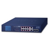 PLANET GSD-1222VHP 8-Port 10/100/1000T 802.3at PoE + 2-Port 10/100/1000T + 2-Port 1000X SFP Ethernet Switch with PoE LCD Monitor