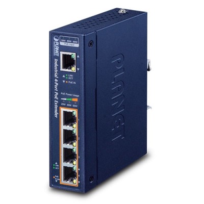 PLANET IPOE-E174 Industrial 1-Port 802.3bt PoE++ to 4-Port 802.3af/at Gigabit PoE Extender