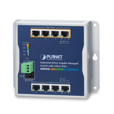 PLANET WGS-804HPT Industrial 8-Port 10/100/1000T Wall-mount Managed Switch with 4-Port PoE+