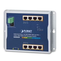 PLANET WGS-4215-8P2S Industrial 8-Port 10/100/1000T 802.3at PoE + 2-Port 100/1000X SFP Wall-mount Managed Switch