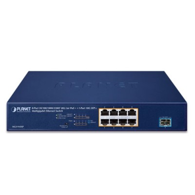 PLANET MGS-910XP 8-Port 10/100/1000/2500T 802.3at PoE+ + 1-Port 10G SFP+ Multigigabit Ethernet Switch (120 Watts)