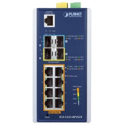 PLANET IGS-5225-8P2S2X Industrial L3 8-Port 10/100/1000T 802.3at PoE + 2-Port 1G/2.5G SFP + 2-Port 10G SFP+ Managed Ethernet Switch