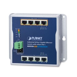 PLANET WGS-804HP Industrial 8-Port 10/100/1000T Wall-mounted Gigabit Ethernet Switch with 4-Port PoE+