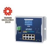 PLANET WGS-5225-8P2SV Industrial L2+ 8-port 10/100/1000T 802.3at PoE + 2-port 1G/2.5G SFP Wall-mount Managed Switch with LCD Touch Screen