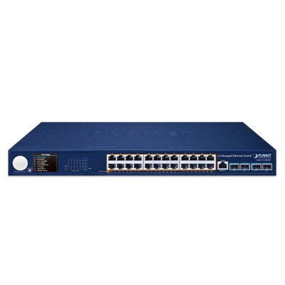 PLANET GS-6311-24P4XV L3 24-Port 10/100/1000T 802.3at PoE + 4-Port 10G SFP+ Managed Ethernet Switch with Smart LCD Screen