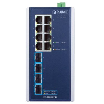 PLANET IGS-1000-8T4X Industrial 8-Port 10/100/1000T + 4-Port 10G SFP+ Ethernet Switch