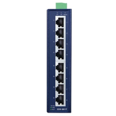 PLANET ISW-801T 8-Port 10/100TX Industrial Fast Ethernet Switch (-40~75 degrees C operating temperature)