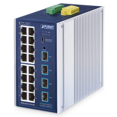 PLANET IGS-4215-16T4X Industrial L2/L4 16-Port 10/100/1000T + 4-Port 10G SFP+ Managed Ethernet