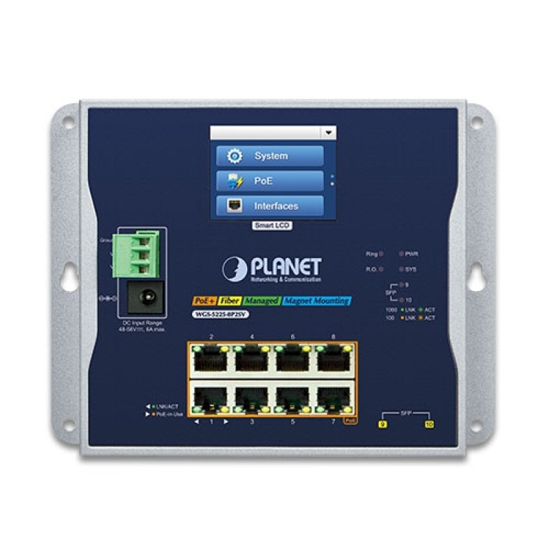 Planet WGS-5225-8P2SV Industrial L2+ 8-Port 10/100/1000T 802.3at PoE + 2