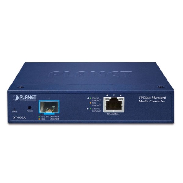 PLANET XT-905A 1-Port 10G/5G/2.5G/1G/100BASE-T + 1-Port 10G/1GBASE-X SFP+ Managed Media Converter